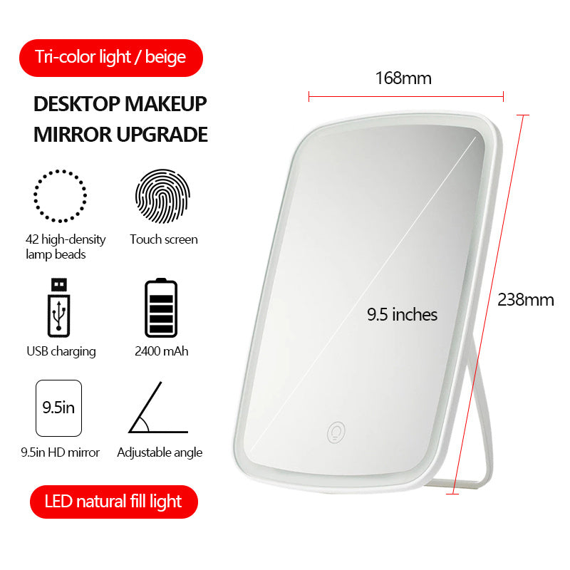 Intelligent Portable Desktop Ladies Makeup Light Adjustable Women Girls Rectangle Mirrors.