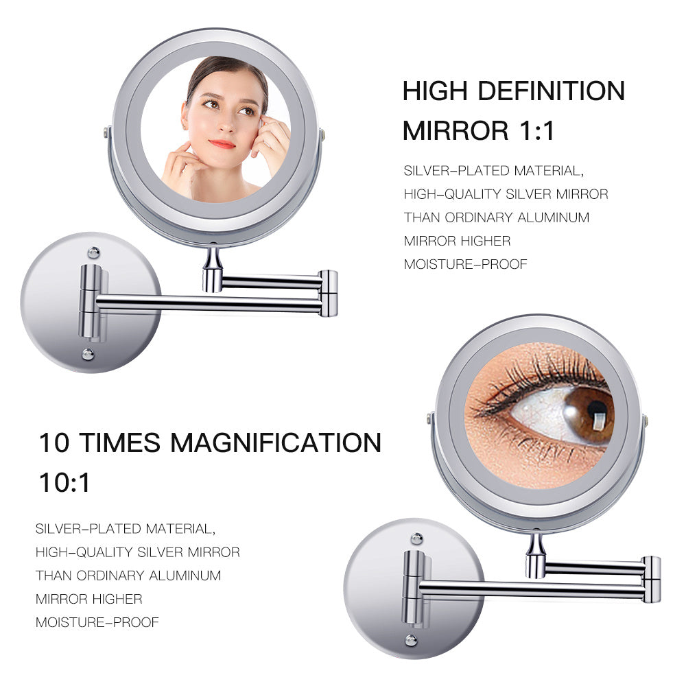 Bathroom Vanity Mirror Led With Lamp Folding Double-Sided Wall-Mounted 7-Inch Fill Light Mirror