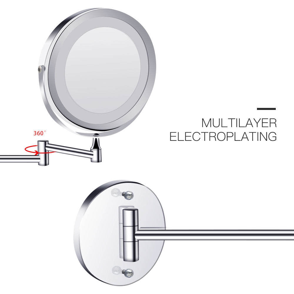 Bathroom Vanity Mirror Led With Lamp Folding Double-Sided Wall-Mounted 7-Inch Fill Light Mirror
