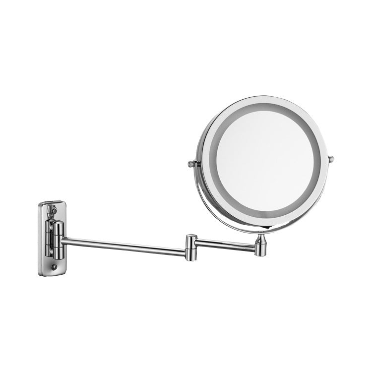 Hotel Bathroom LED Light Cosmetic Mirror Punch-free Wall Hanging Collapsible Rotating Double-sided.