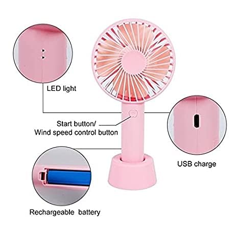 USB Rechargeable Portable Mini Fan | Handheld & Desk Fan with 3-Speed Settings- Set of 2pcs