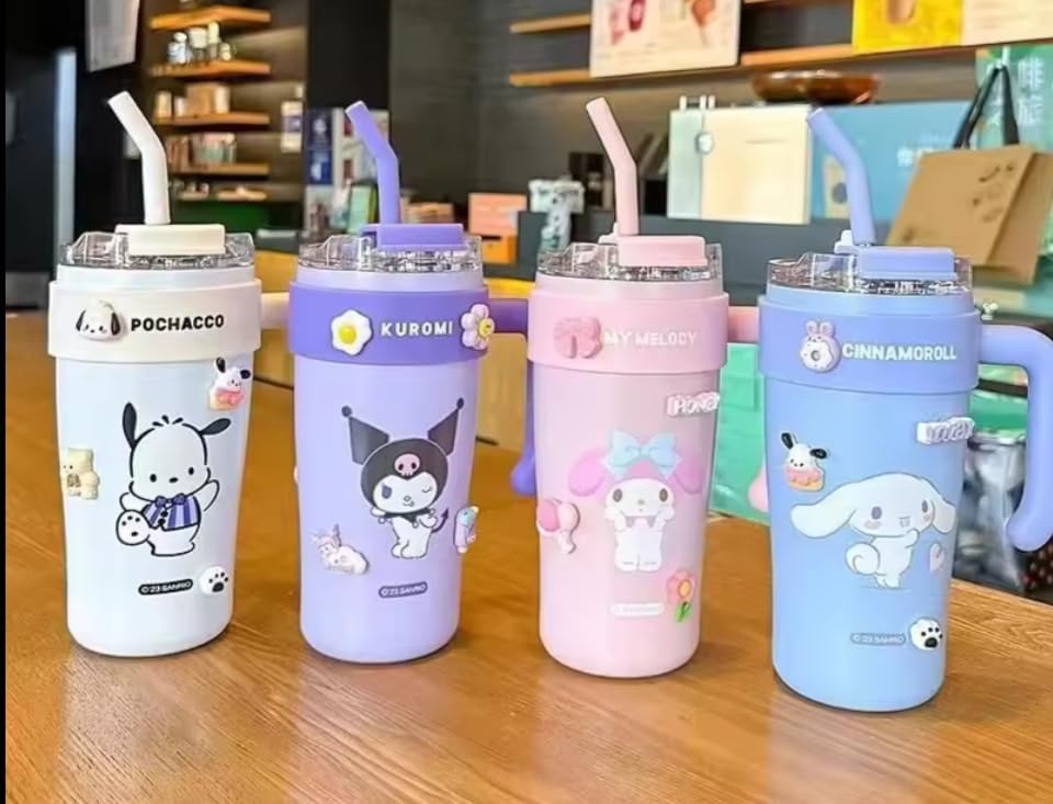 Stainless Steel Insulated Tumbler with Handle & Straw - 860ml, Leak-Proof, Double Wall Vacuum, Dishwasher Safe