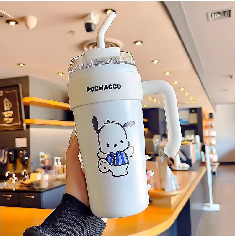 Stainless Steel Insulated Tumbler with Handle & Straw - 860ml, Leak-Proof, Double Wall Vacuum, Dishwasher Safe