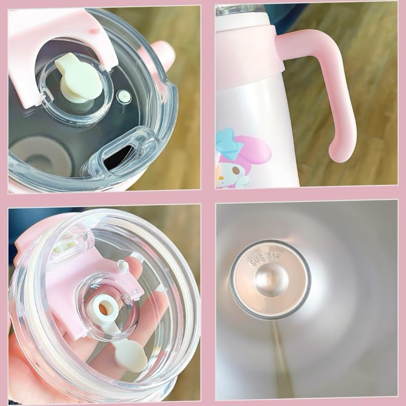 Stainless Steel Insulated Tumbler with Handle & Straw - 860ml, Leak-Proof, Double Wall Vacuum, Dishwasher Safe
