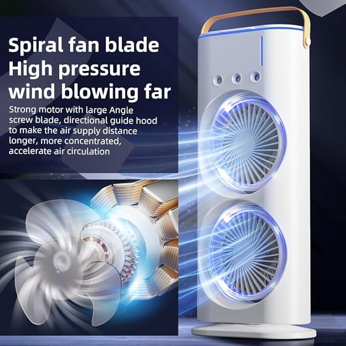 USB Portable Cooling Fan with Remote | 3-in-1 Mini Double Ended Air Cooler Mist Fan | Rechargeable & Rotatable