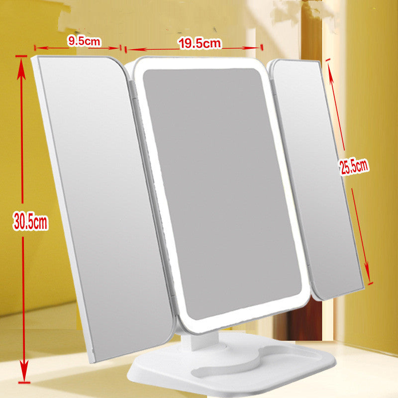 Trifold Makeup Mirror With Light 68 LED Vanity Mirrors 10X Magnifying 180 Rotation