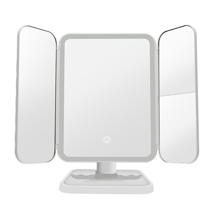 Trifold Makeup Mirror With Light 68 LED Vanity Mirrors 10X Magnifying 180 Rotation
