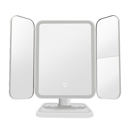 Trifold Makeup Mirror With Light 68 LED Vanity Mirrors 10X Magnifying 180 Rotation