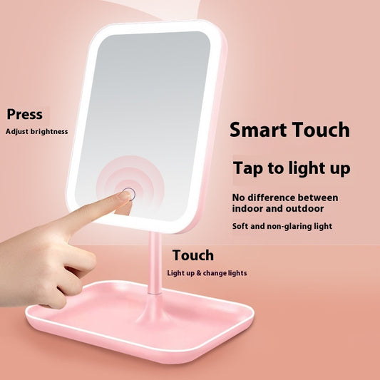 Smart Touch LED Makeup Mirror with Adjustable Brightness – Portable Smart With Light