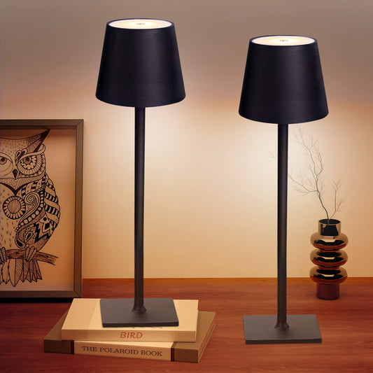 Pack-1 Cordless LED Table Lamps – 3 Color Modes, Stepless Dimming, 5000mAh Rechargeable Battery | Metal Portable Lamps for Bedroom, Dinner, Desk, Café & Terrace