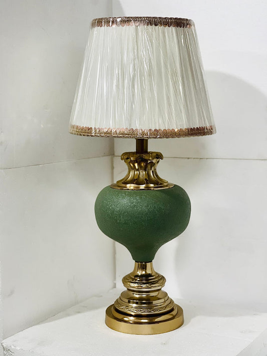 Classic Green & Gold Table Lamp | Vintage-Inspired Design with Pleated Shade