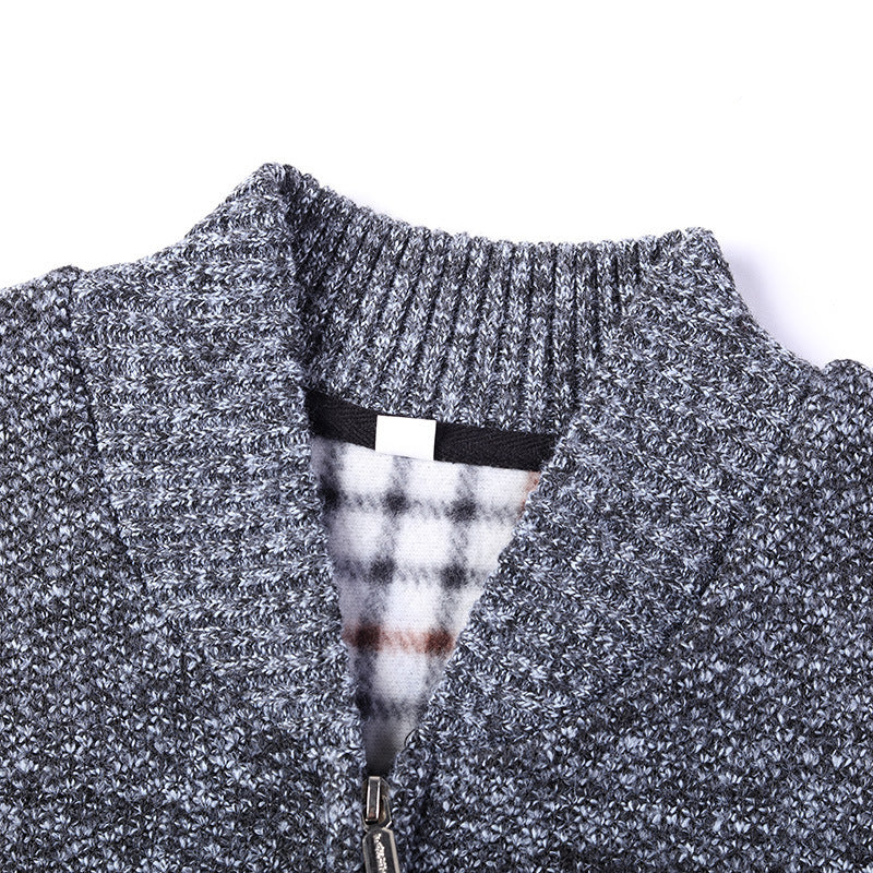 Men’s Knitted Zipper Cardigan Jacket – Casual Color Block Sweater