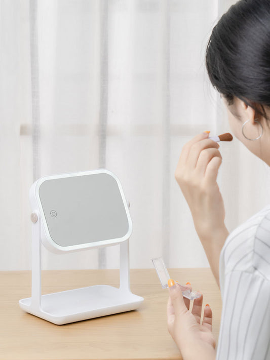 Makeup Mirror Foldable Desktop With Lamp Dormitory Desktop Portable Dressing Led Mirrors.