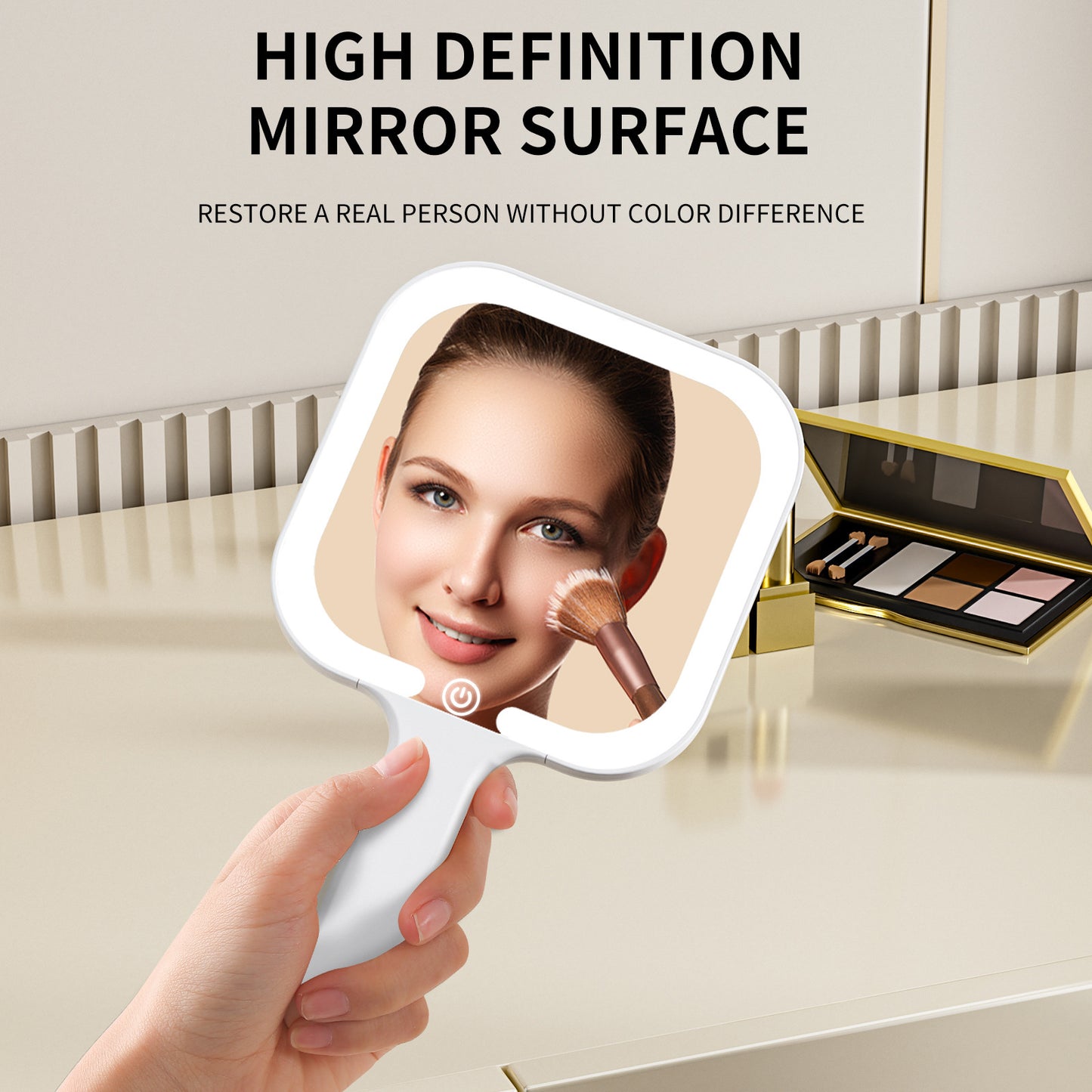 Portable Led Make-up Mirror with Handheld Light for Make-up.