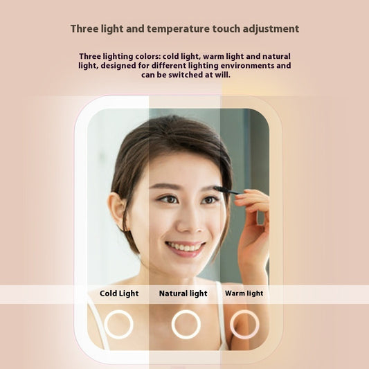 Smart Touch LED Makeup Mirror with Adjustable Brightness – Portable Smart With Light