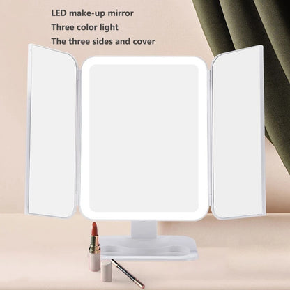 Trifold Makeup Mirror With Light 68 LED Vanity Mirrors 10X Magnifying 180 Rotation