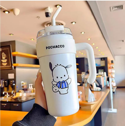 Stainless Steel Insulated Tumbler with Handle & Straw - 860ml, Leak-Proof, Double Wall Vacuum, Dishwasher Safe