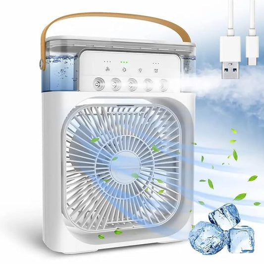 Mini Portable Air Cooler | 3-in-1 Arctic Fan with 7-Color LED, Timer & Adjustable Speeds