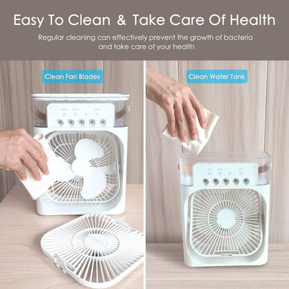 Mini Portable Air Cooler | 3-in-1 Arctic Fan with 7-Color LED, Timer & Adjustable Speeds