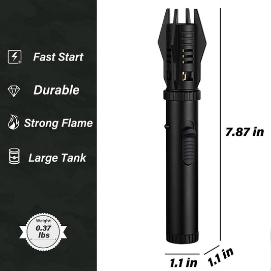 Jet Flame Torch Lighter – Refillable Butane Gas Lighter with Safety Lock, Adjustable Red/Blue Flame, Windproof Metal Body for Camping & Outdoor Use