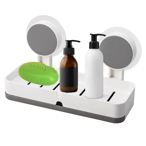 Wall-Mounted Dual Soap Holder with Drain Tray – No-Drill, Multifunctional Storage Rack