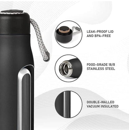 Stainless Steel Insulated Hot & Cold Bottle (550ML) – Double Wall Insulated Travel Mug | Leakproof & Portable Tumbler for Hot & Cold Beverages