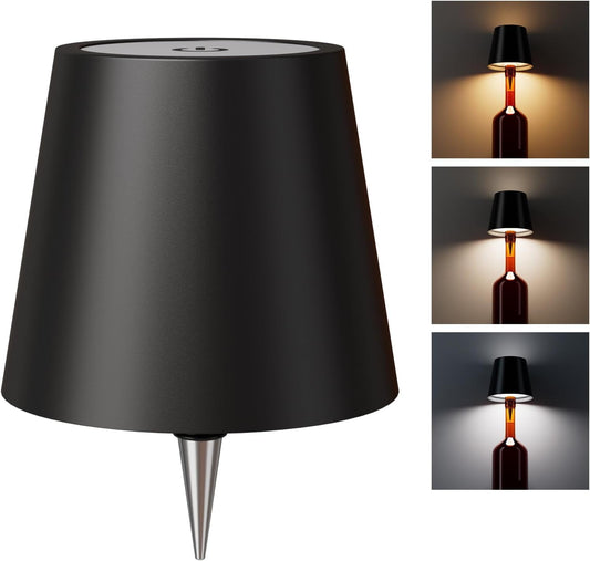 Wireless Bottle Lamp – 3-Color Rechargeable LED Wine Bottle Light | Cordless DIY Table Lamp for Bars, Restaurants, and Home Decor