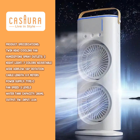 USB Portable Cooling Fan with Remote | 3-in-1 Mini Double Ended Air Cooler Mist Fan | Rechargeable & Rotatable